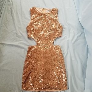 Tobi Rose Gold Sequined Party Dress